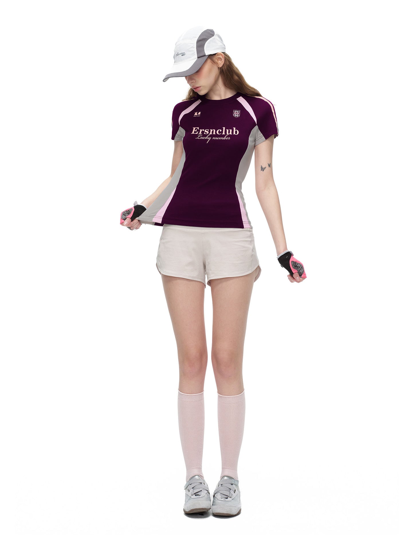 Sports Short Sleeve Slim Shirt - Purple