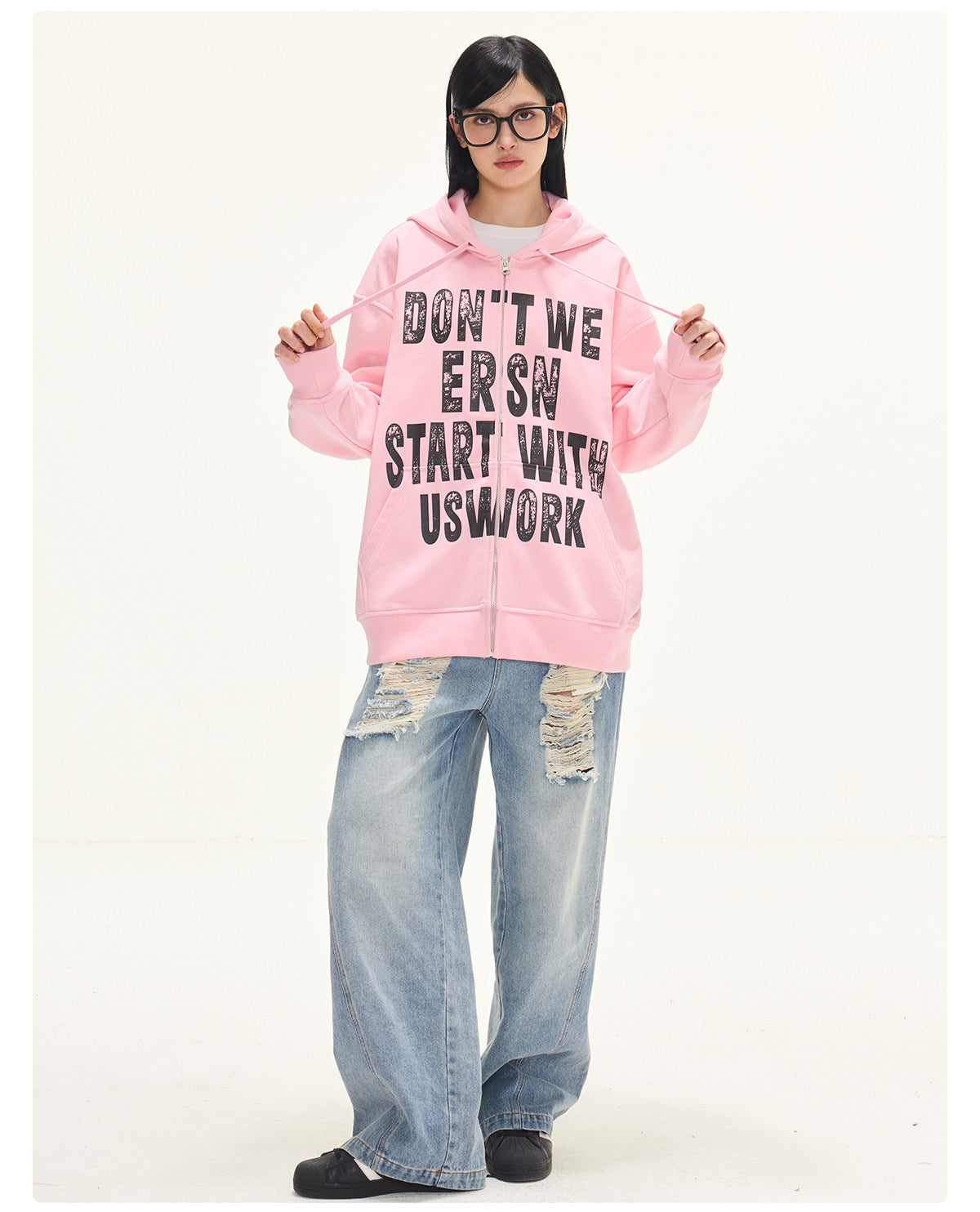 Letter Print Coat - Pink