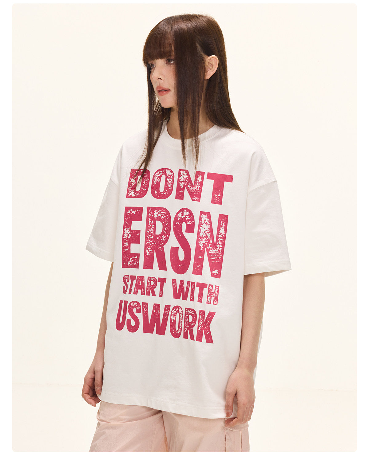 Letter Print Loose T-shirt - White