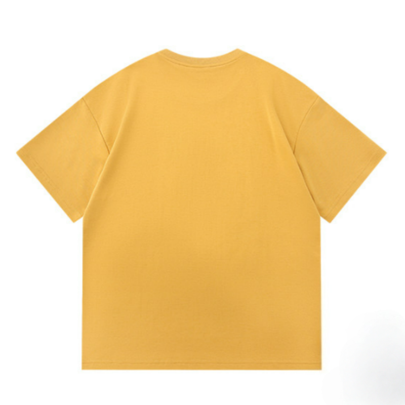 Letter Print Loose T-shirt - Yellow