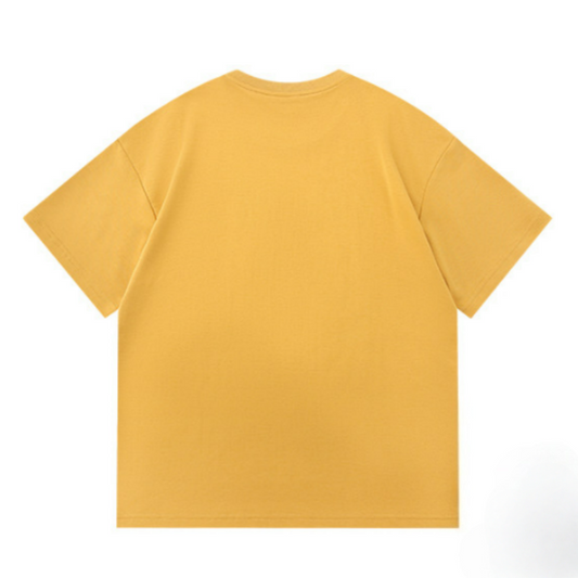 Letter Print Loose T-shirt - Yellow