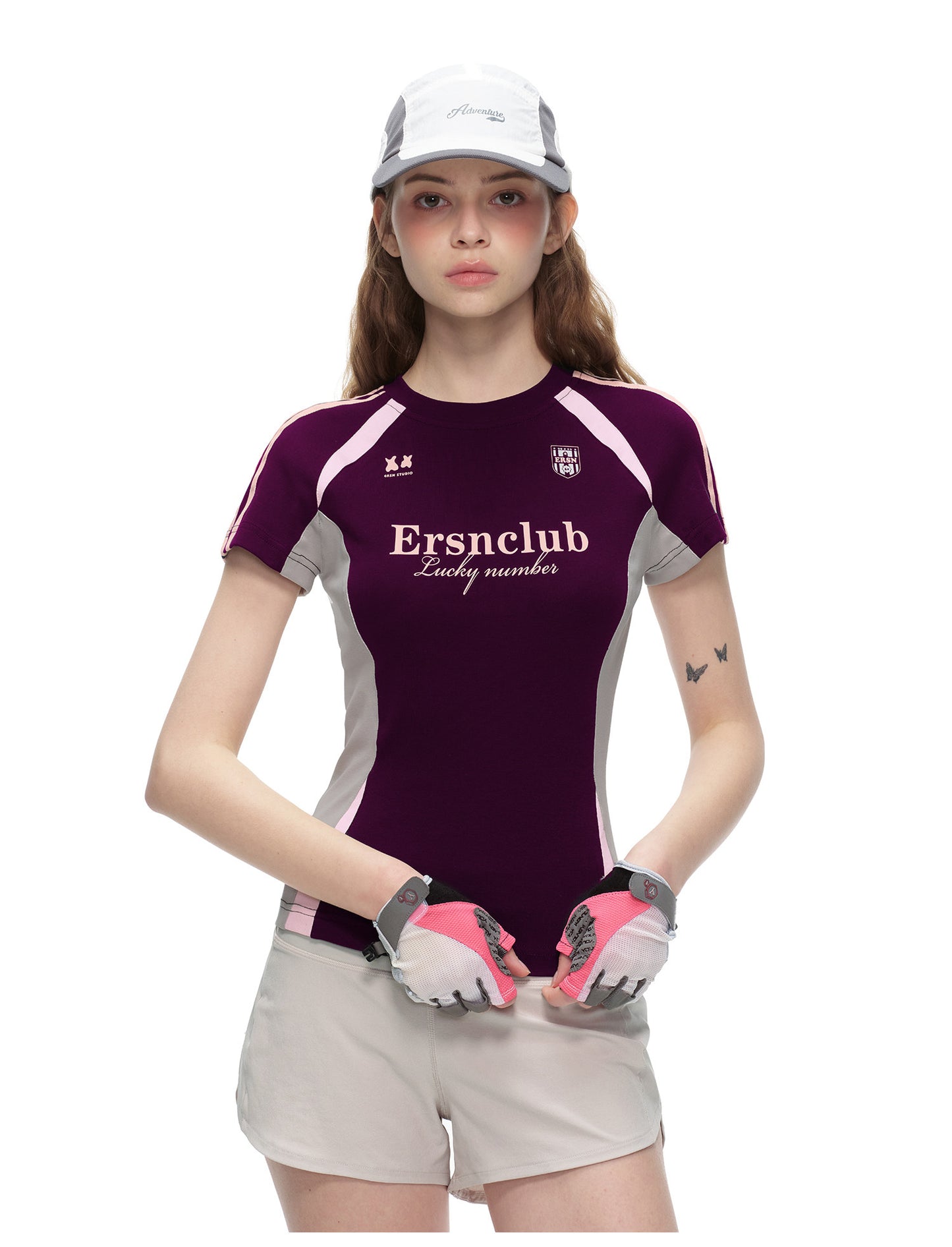 Sports Short Sleeve Slim Shirt - Purple