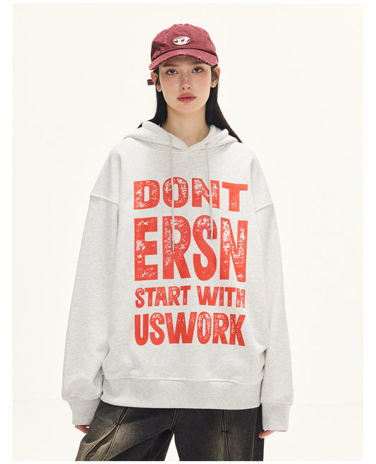 Letter Print Hoodies - White
