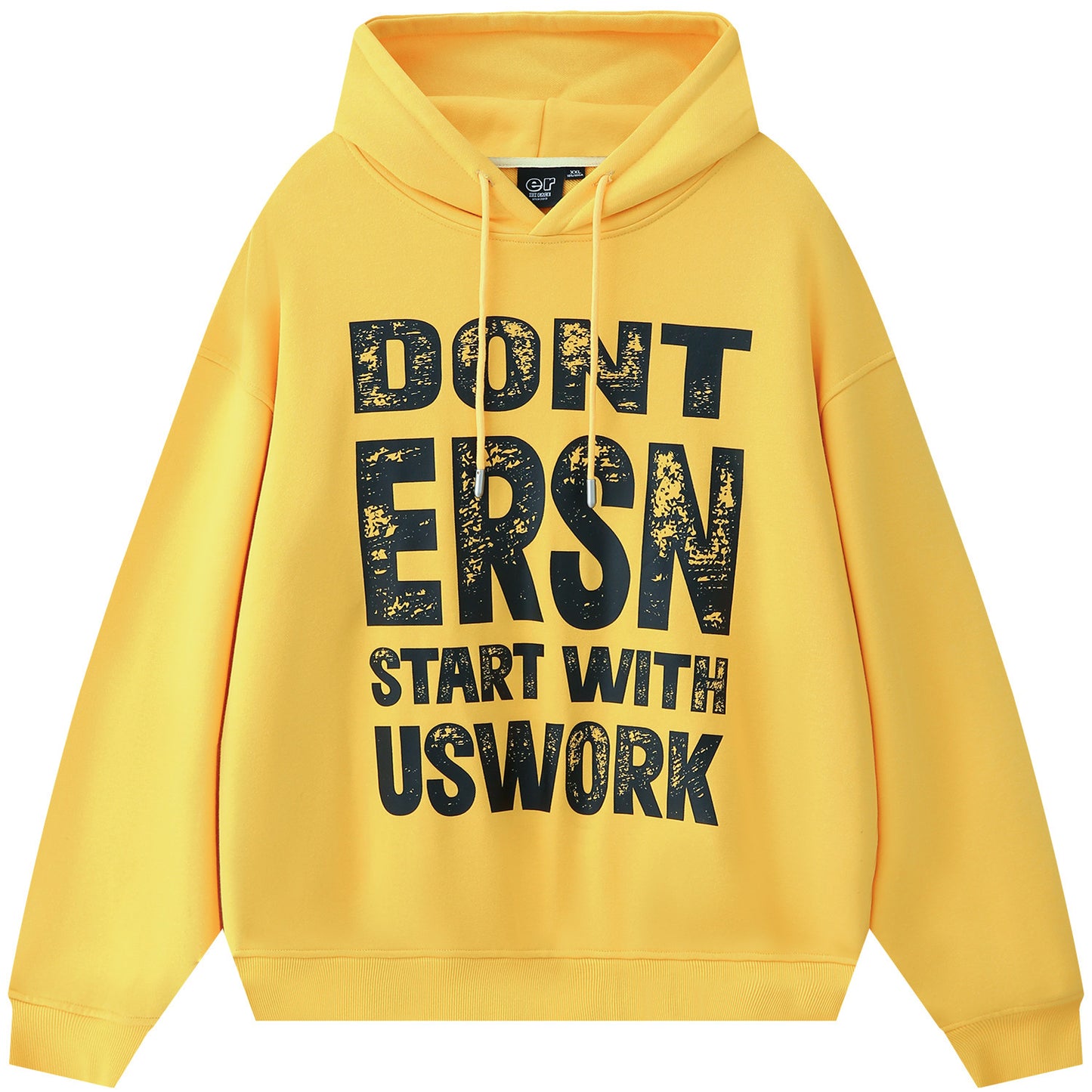 Letter Print Hoodies - Yellow
