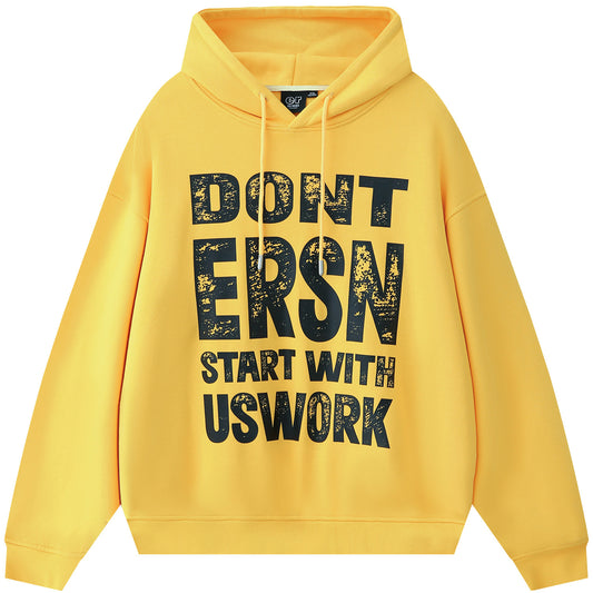 Letter Print Hoodies - Yellow