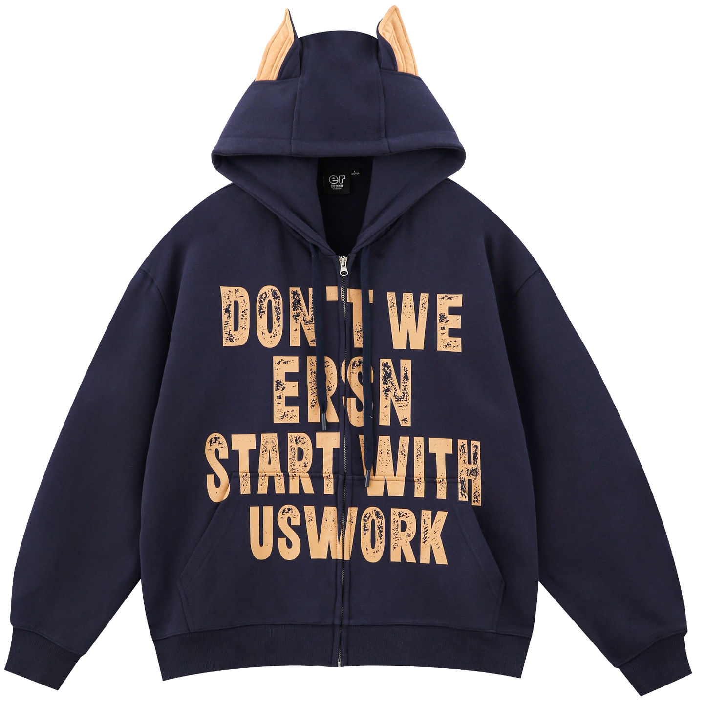 Letter Print Coat - Navy