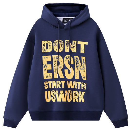 Letter Print Hoodies - Navy