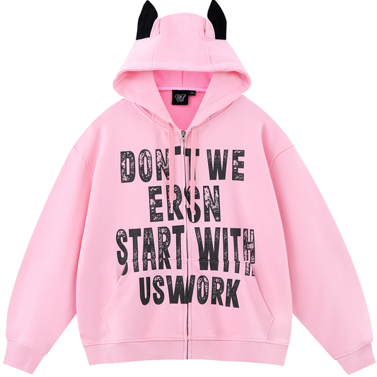 Letter Print Coat - Pink