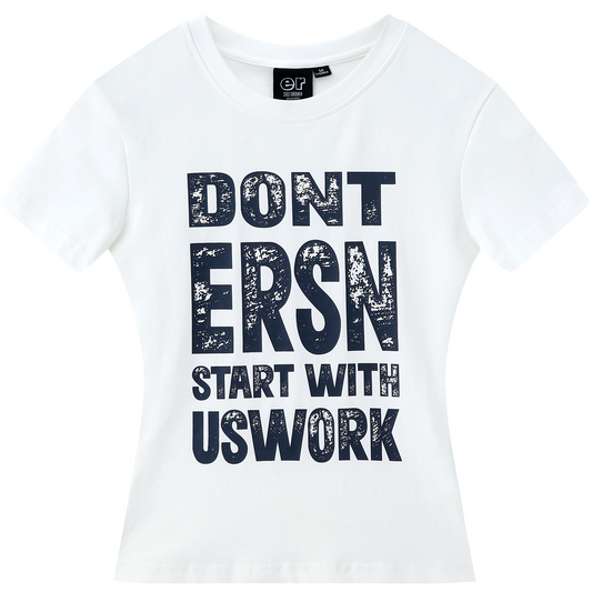 Letter Print Slim T-shirt - White