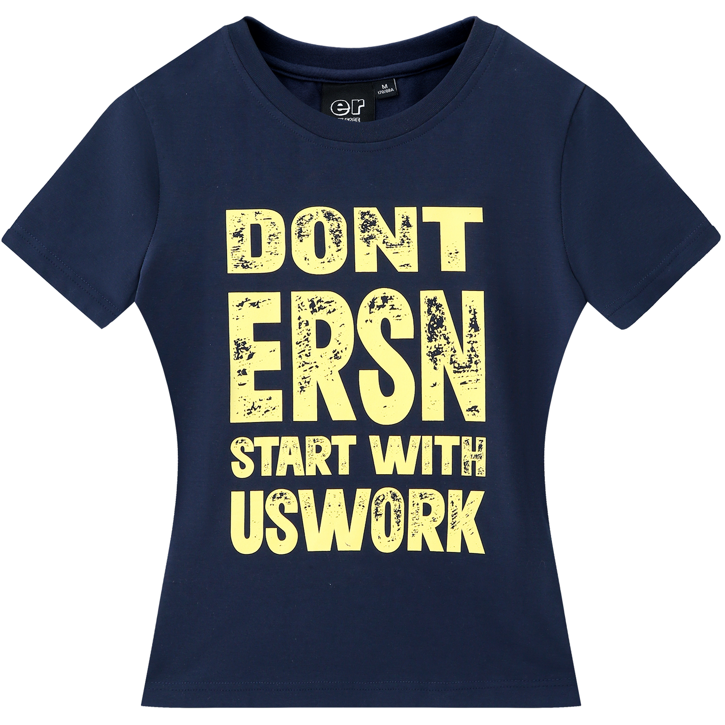 Letter Print Slim T-shirt - Navy